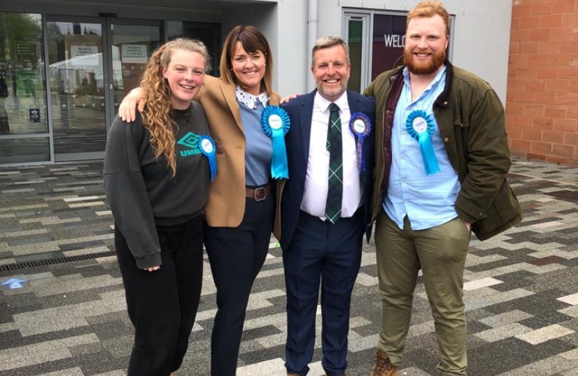 Finlay Carson MSP and his family celebrating on election day