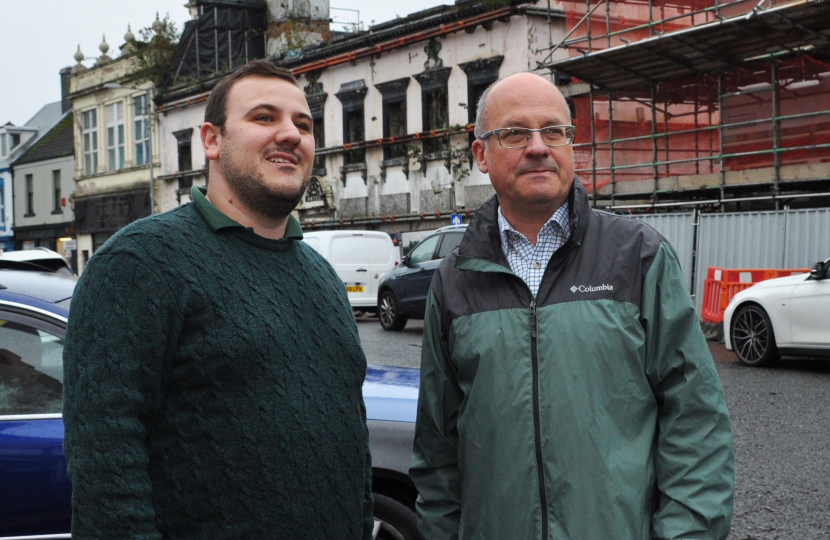 John outside the George Hotel with Cllr Andrew Guisti