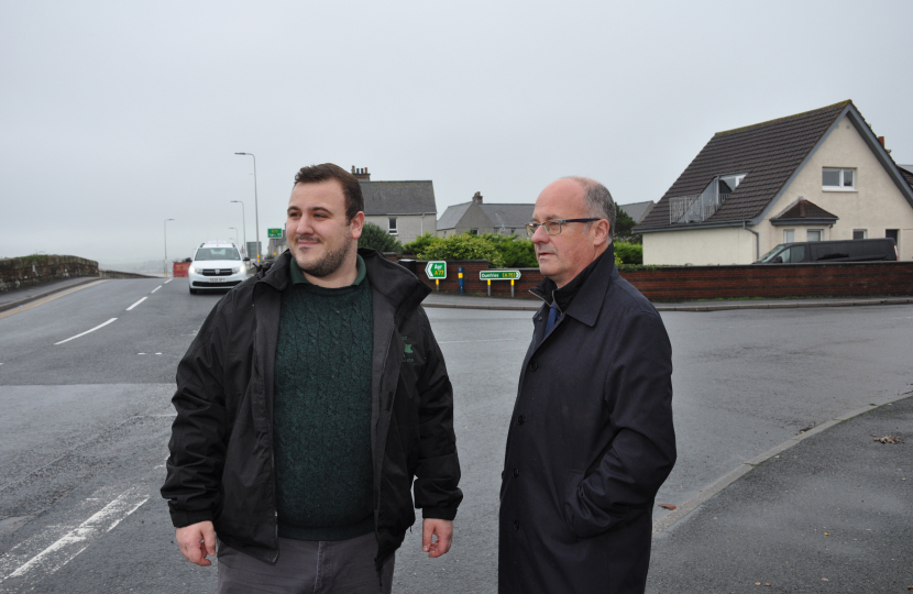 John Cooper and Andrew Guisti standing at the A75/A77 Junction in Stranraer